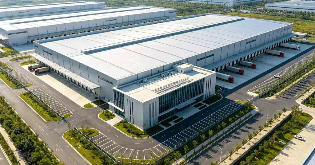 Armaz&eacute;m met&aacute;lico pr&eacute;-fabricado de 88 m &times; 37 m &times; 9,5 m