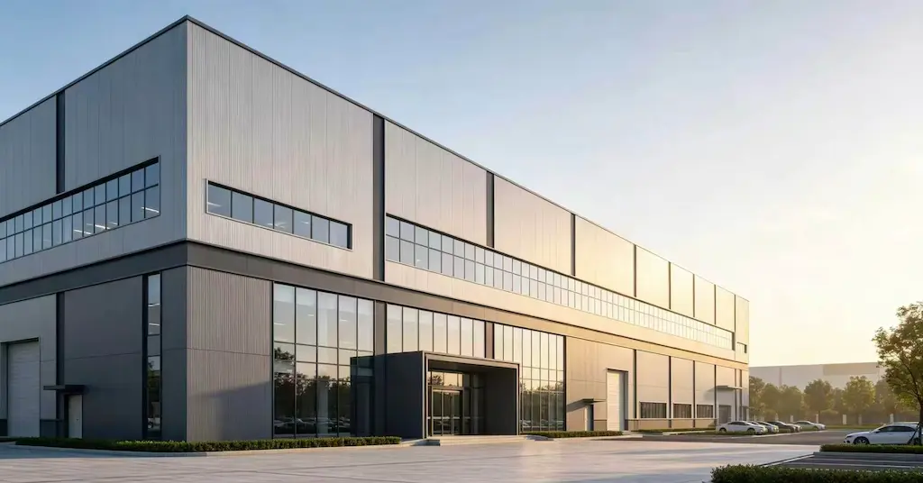 Armaz&eacute;m met&aacute;lico pr&eacute;-fabricado de 88 m &times; 37 m &times; 9,5 m