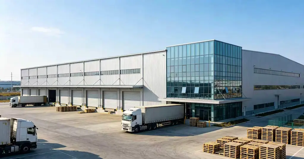 88m &times; 37m &times; 9.5m prefabricated steel structure warehouse with office facilities